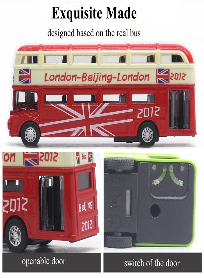 OTONOPI Bus Toys Pull Back School Bus Double Decker London Vehicles City Sightseeing Tour Bus Die Cast Metal Toy Cars Friction Powered Play Vehicle Toy Set for Kids 4 Pack - Image 5